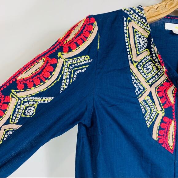 Hei Hei  Embroidered Blue Blouse Tunic Sz 0 - Picture 7 of 10